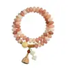 Pulsera de Bodhi con Cuentas de Ábaco Rosa Melocotón, Estilo Chino Versátil de Doble Círculo con Cuentas Budistas, Pulsera Fresca y Suave para Envolver el Dedo para Mujeres