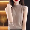 Top sin mangas transfronterizo, capa base, prenda exterior, chaleco de punto de otoño de cuello alto, top de punto holgado para mujer