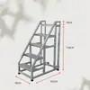 Escada de Degraus Espessada para Armazém, Casa e Uso Industrial, com Corrimãos, Três ou Quatro Degraus, com Rodas, Escada de Escalada Móvel