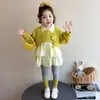 Conjunto Infantil Feminino Primavera e Outono 2026 Novo Estilo Moda Hoodie e Leggings para Crianças Moda Outono Conjunto de Duas Peças