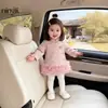 Nuevo Cheongsam de Estilo Chino para Otoño/Invierno para Niñas Traje Tang Acolchado de Moda Hanfu Vestido Cheongsam de Malla de Pastel para Niñas