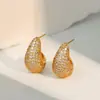 Brincos de Gota d'Água Novo Estilo para Mulheres, Cheios de Diamantes, Novo Design de Nicho de Luxo Leve, Brincos de Joias de Ouro com Zircônia de Alta Qualidade Atacado