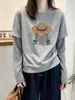 Camiseta de Manga Larga con Parches Rayados Falso Dos Piezas para Mujer Otoño Holgada Estilo Coreano Sentido del Diseño Nicho Capa Interior Capa Base Superior