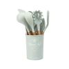 Fabricantes Venta al por Mayor Herramientas de Cocina Creativas Mango de Madera Utensilios de Cocina de Silicona Juego de 12 Piezas Juego de Espátula de Silicona y Cuchara para Sopa de 11 Piezas