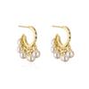 Aogu Aretes Geométricos de Cobre Chapado en Oro de 18K con Incrustaciones de Zircón y Perla Diseño Nicho Lujo Accesible Suministro Transfronterizo