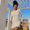 Ropa Nueva Europea y Americana Transfronteriza Otoño Nuevo Hilo Burbuja Color Sólido Cuello Halter con Cordones Espalda Descubierta Vestido al por Mayor