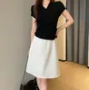 Falda de Color Sólido de Corte A, de Alta Calidad, Fresca y Transpirable, para Mujeres Petites, Largo a la Rodilla, Nuevo Modelo Verano 2026 H062102