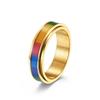 Suministro de comercio electrónico transfronterizo anillo arcoíris de acero inoxidable giratorio nicho personalidad viento neutro joyería de mano al por mayor