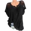 Ebay Amazon AliExpress Explosões Moda Europeia e Americana Renda Decote em V Bordado Manga Curta Morcego Camisa Feminina