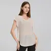 Camiseta deportiva de manga corta de secado rápido Shuxi para mujer, transpirable, adelgazante, de longitud media, top casual para yoga, ropa de fitness
