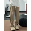 Calça Casual de Seda Gelo Preta Masculina Verão Leve Secagem Rápida Solta Perna Reta Tendência Americana Calça Masculina