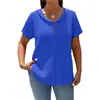 2026 Verano Nueva Ropa de Mujer Amazon Wish Transfronteriza Europea y Americana Color Sólido Texturizado Plisado Cuello de Muñeca Botón Camiseta