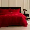 Juego de Cuatro Piezas de Algodón Puro Rojo Color Sólido Festivo de Gama Alta Clase 100Sa para Boda Juego de Cuatro Piezas de Algodón Puro para Cama de Boda Sábanas de Cama de Boda