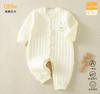 2024 Ropa de una pieza cálida de algodón puro para bebé recién nacido, estilo otoño e invierno, sin costuras, de tres capas, linda y adorable
