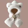 2026 Nuevo Modelo Sombrero de Peluche de Oso a Prueba de Frío y Cálido, Bufanda y Guantes Todo en Uno para Mujer, Sombrero Grueso de Invierno para Ciclismo con Protección para las Orejas