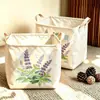 Cesta de almacenamiento para coche de estilo acuarela color lavanda, plegable y delgada, adecuada tanto para uso en coche como en casa