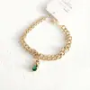 Oferta Especial Nueva Pulsera de Acero Titanio con Zirconia Conservadora de Color para Mujer con Colgante de Gema Gota de Agua Colorida y Lujosa Joyería de Números Romanos