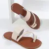 Sandalias Planas Casuales Slip-on con Anillo para Dedo del Pie Chanclas de Comercio Exterior Talla Grande Estilo Europeo Americano para Mujer Verano 2026 Nuevo Calzado para Exteriores