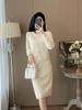 Vestido de Punto de Dos Piezas Estilo Chanel Estilo Francés para Mujer Otoño e Invierno Nuevo Estilo Interior Imitación Visón Moda Vestido Casual
