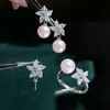 Acessórios DIY Prata Esterlina S925 Conjunto de Pingente de Brinco de Pérola Anel Configuração Vazia Brincos de Luxo Leve Acessórios de Configuração de Pingente de Colar