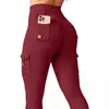 Pantalones de yoga fitness personalizados de tiro alto con bolsillo y efecto push-up en los glúteos para mujer, sin costuras, elásticos, para correr, ajustados, atléticos y de fitness
