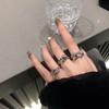 Anillo de Tres Piezas de Diamante Cuadrado Blanco para Mujer ins Diseño Nicho de Moda Dulce Cool Chica Caliente Anillo de Dedo de Comida Anillo Abierto Personalizado