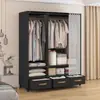 Armario casero sencillo para el dormitorio, cajones multicapa a prueba de polvo, solución de almacenamiento para apartamentos de alquiler, armario de gran capacidad para dormitorios