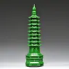 Adorno de Torre Wenchang de Nueve Pisos Tallado en Madera Maciza Azul, Torre Bagua, Simbolizando Progreso Constante, Adecuado para Escritorios de Estudiantes y Manualidades de Oficina