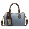 2026 Bolsa de Mão Estilo Francês de Alto Valor Bolsa Boston Moda Nova Bolsa de Ombro Transversal Azul Denim Bolsa Almofada Popular