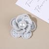 Broche Camélia Estilo Tweed com Borda Rica de Pérolas Corsage Acessórios de Cabelo DIY Brincos Presilhas de Cabelo para Crianças Flores para Sapatos Atacado