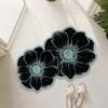 Felpudo de cuero absorbente de lujo con diseño de doble flor de rosa, antideslizante, para puerta de baño, inodoro