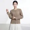 Chaqueta plisada estilo Miyake para mujer, camisa de manga larga para primavera y otoño con protección contra el aire acondicionado, delgada, elegante, versátil, top de alta gama para mujer