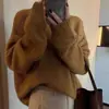 Suéter de Lana 100% Mercerizada de Color Sólido para Mujer Suéter Básico de Punto Versátil y Amigable con la Piel para Mujer