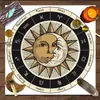 Toalha de mesa de cartas de Tarot, pano decorativo para jogos de tabuleiro, toalha de mesa de veludo com constelação de sol e lua, toalha de mesa de feira estilo ins