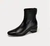 Botines Elásticos de Tacón Grueso y Punta Cuadrada para Mujer, Botas Estilizadoras Retro con Cremallera Trasera, Nuevos para Otoño Invierno, Botines de Tobillo Simples de Temperamento para Viajar para Mujer
