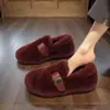 Sapatos Vermelhos de Pelo Angola para Mulheres 2026 Estilosos e Modernos Estilo Coreano Novos Sapatos Vermelhos de Inverno com Forro de Lã
