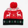 Serie Muñeco de Nieve Gorro de Navidad Otoño e Invierno Gorro de Punto Navideño Gorro de Lana Jacquard Tejido con Luz LED Dibujos Animados