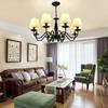 Lámpara de sala de estar candelabro lámpara de dormitorio de campo americano lámpara de decoración simple para el hogar iluminación de arte en hierro y tela estudio creativo simple Europa