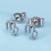 Pendientes de acero inoxidable con doce constelaciones transfronterizas europeas y americanas, joyería al por mayor con personalidad simple, símbolo, pendientes simples al por mayor