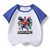 Terno de verão para meninos e meninas My World 2023 Novo Desenho Animado Infantil Algodão Shorts de manga curta Conjunto fino de duas peças