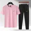 Conjunto de Verão Masculino Novo para Casal Transfronteiriço Camiseta de Seda Gelada Respirável Fresca Calça Longa Esportiva Casual Conjunto de Duas Peças para Homem