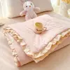 Versión Coreana 2026 Encaje Francés Estampado Floral Madre-Hijo Algodón Puro Doble Capa de Gasa Colcha de Verano Estilo Princesa Fresca Colcha Refrigerante de Verano