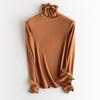 Suéter Térmico de Punto de Seda de Morera con Cuello Alto para Mujer, Camiseta Básica de Canalé con Forro Polar, Top Interior Adelgazante, Camiseta para Otoño e Invierno Nueva Colección