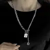 Collar de Corazón para Hombres y Mujeres con Borla de Acero de Titanio Estilo Ins Versátil Hip Hop Doble Capa Apilable Colgante de Personalidad Cadena para Suéter