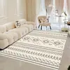 Alfombra Estilo Marroquí Estilo Crema Alfombra para Sala de Estar Sofá Mesa de Café Ins Simple Dormitorio Mesita de Noche Hogar Alfombra de Cachemira