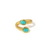 Anillo Abierto de Acero Inoxidable con Galvanoplastia al Vacío Color Oro 18K Estrella de Mar Concha Corazón Flor, Superventas Transfronterizo, No se Desvanece