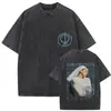 Camiseta Retrô Lavada Rosalia Lux Tour Album 2025 Masculina e Feminina Casual Algodão Oversized Fashionável e Tendência