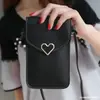 Nova Bolsa Transversal Mini para Estudantes 2020 Porta-moedas Coração Porta-cartões Bolsa Transparente para Celular com Tela Sensível ao Toque