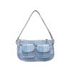 Bolso de Pana para Mujer 2025 Nueva Moda Lindo a Cuadros Casual Combinable Bolso de Hombro Bolso de Axila Bolso Cuadrado Pequeño
