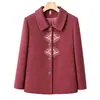 Abrigo de Otoño 2026 para Abuelas, Ropa para Mujeres de Mediana Edad y Mayores, Blusa de Cuello Solapa para Mamá, Corte Holgado, Tallas Grandes, Prenda Ligera para Personas Mayores